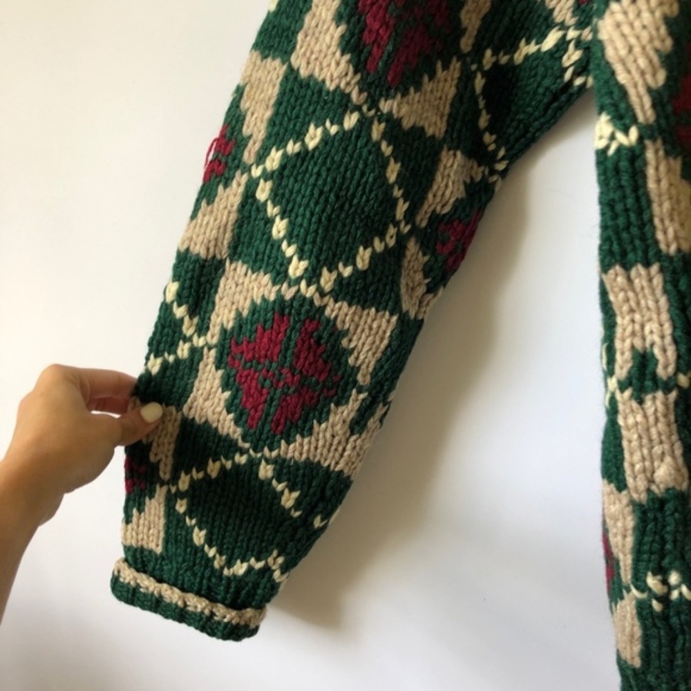 Vintage Gap 100% Wool Chunky Hand Knit Sweater Vtg - Picture 2 of 4